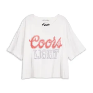 Coors Neon Light - Crop Oversized Tee - White