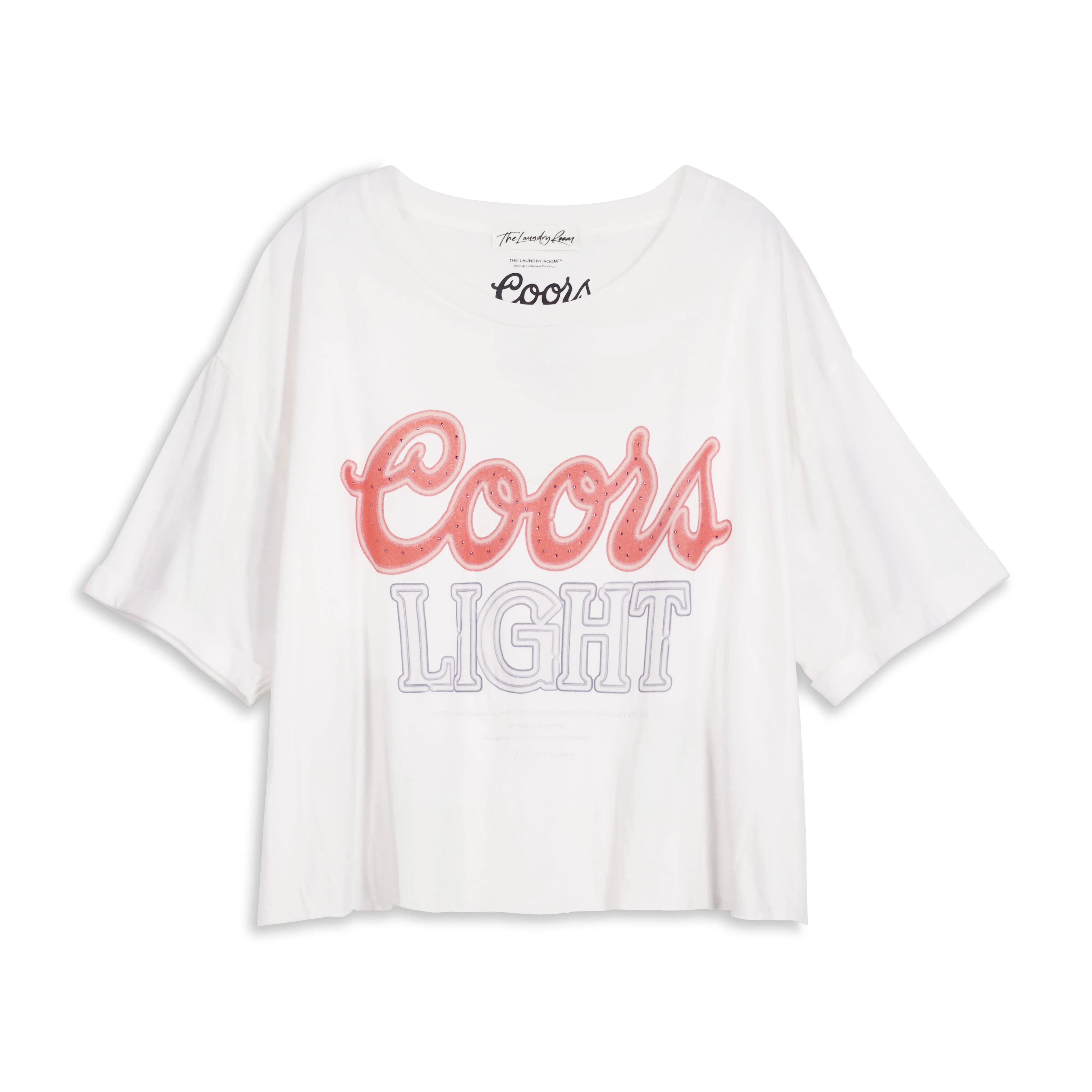 Coors Neon Light - Crop Oversized Tee - White