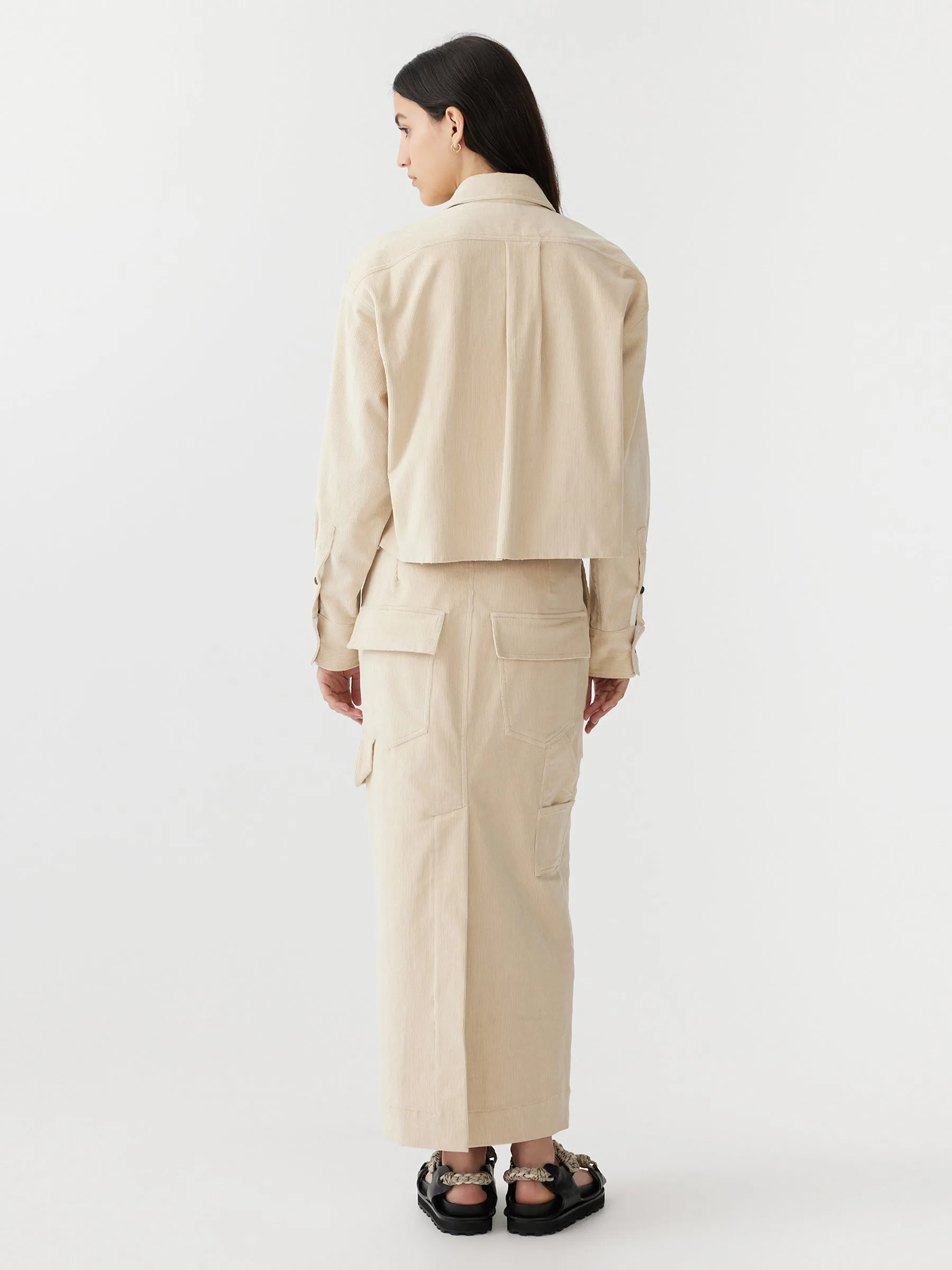 cord utility cropped shirt