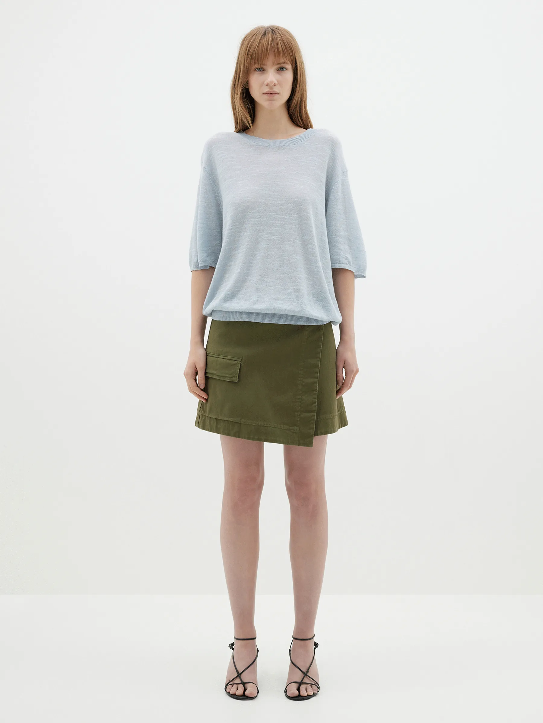 cotton linen fine knit t shirt