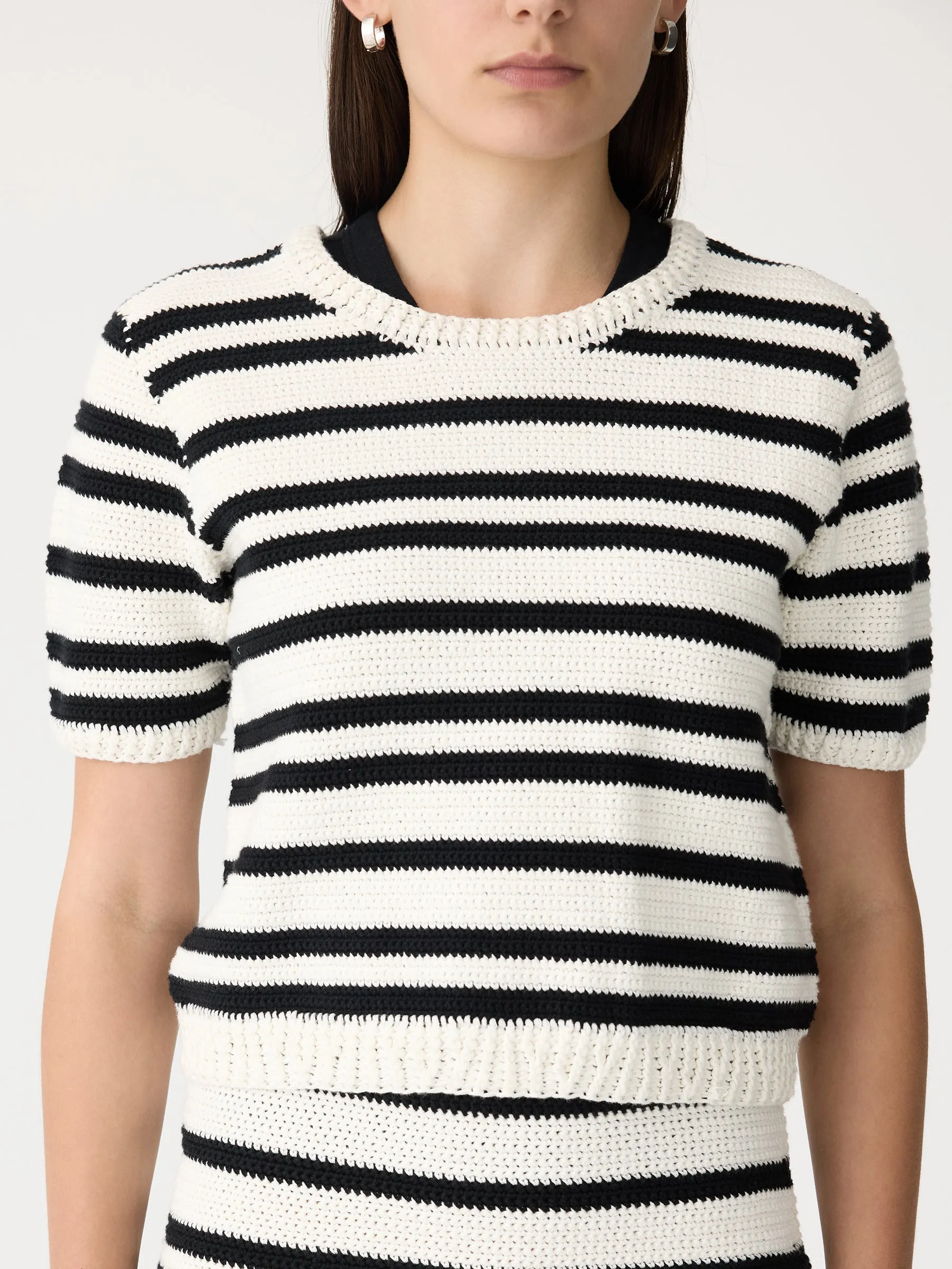 crochet stripe t.shirt knit