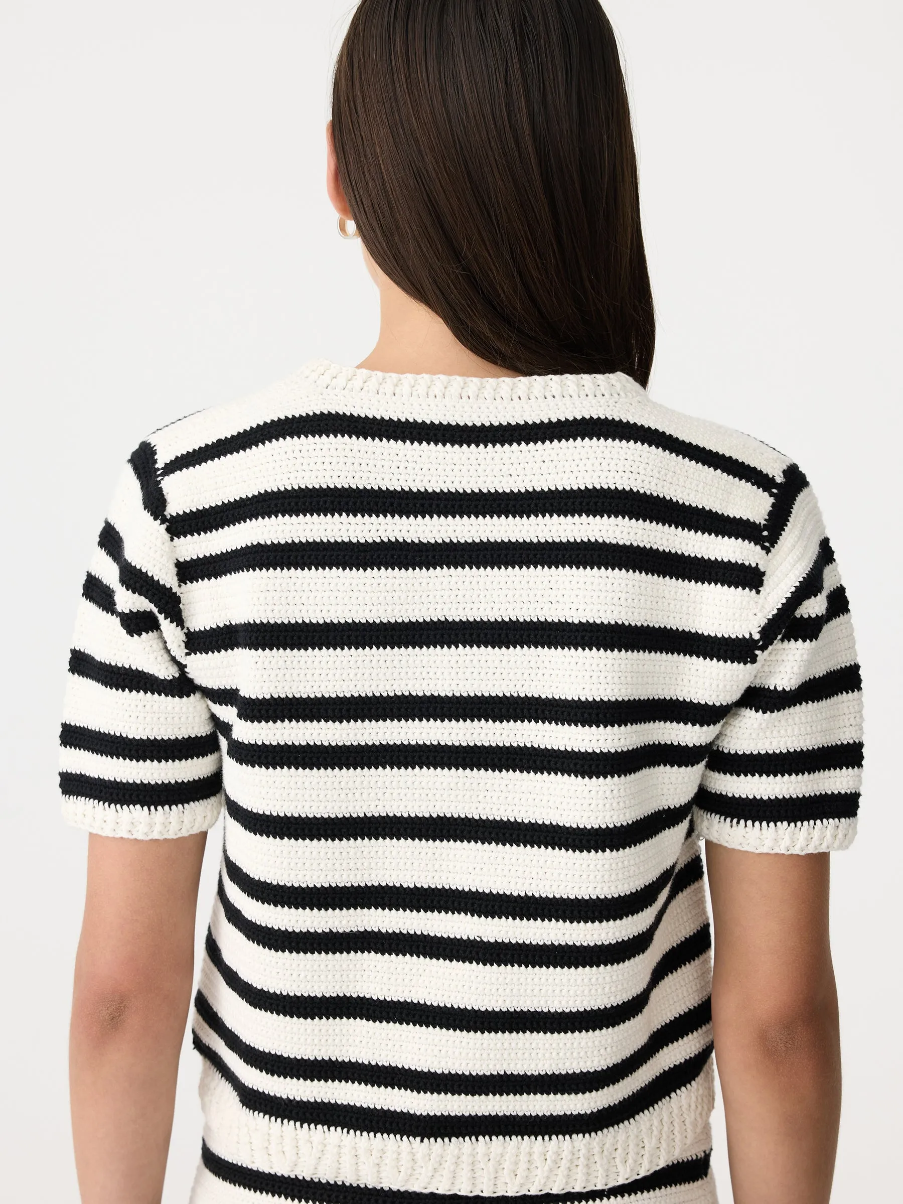 crochet stripe t.shirt knit