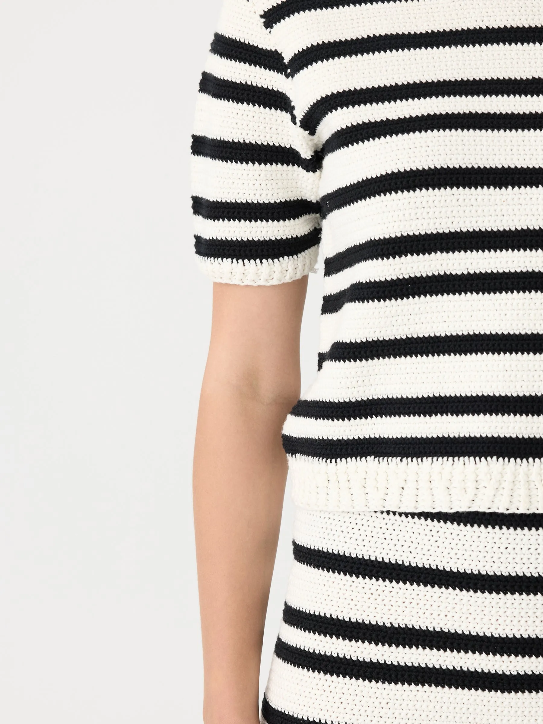 crochet stripe t.shirt knit