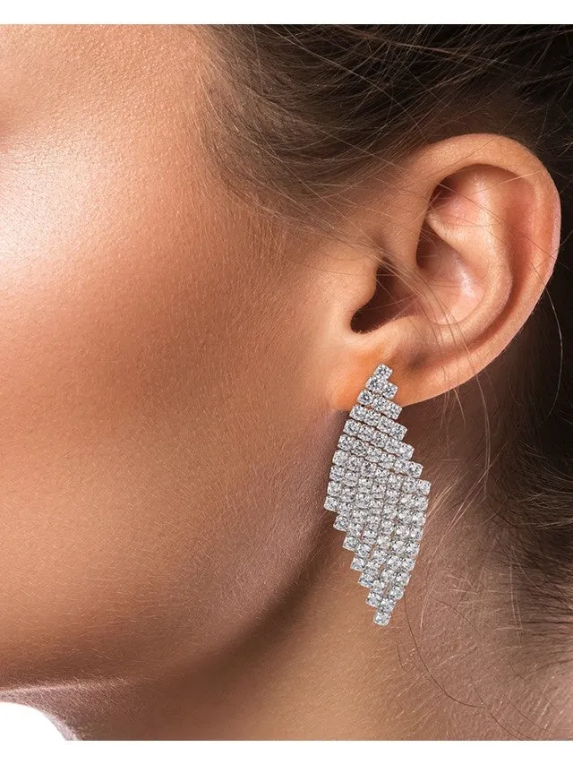 CZ Mesh Design Drop Earrings