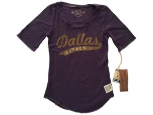 Dallas Stars Retro Brand WOMEN Purple Quarter Sleeve Tri-Blend T-Shirt