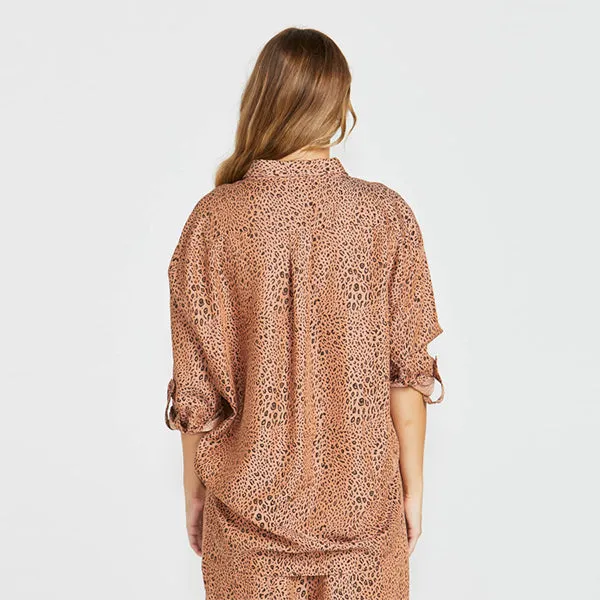 Davie Oversized Shirt - Sandy Tan Animal