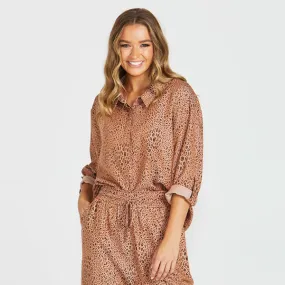 Davie Oversized Shirt - Sandy Tan Animal