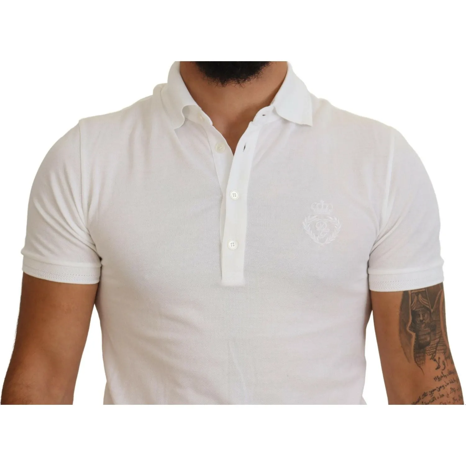 Dolce & Gabbana Elegant White Cotton Blend Polo