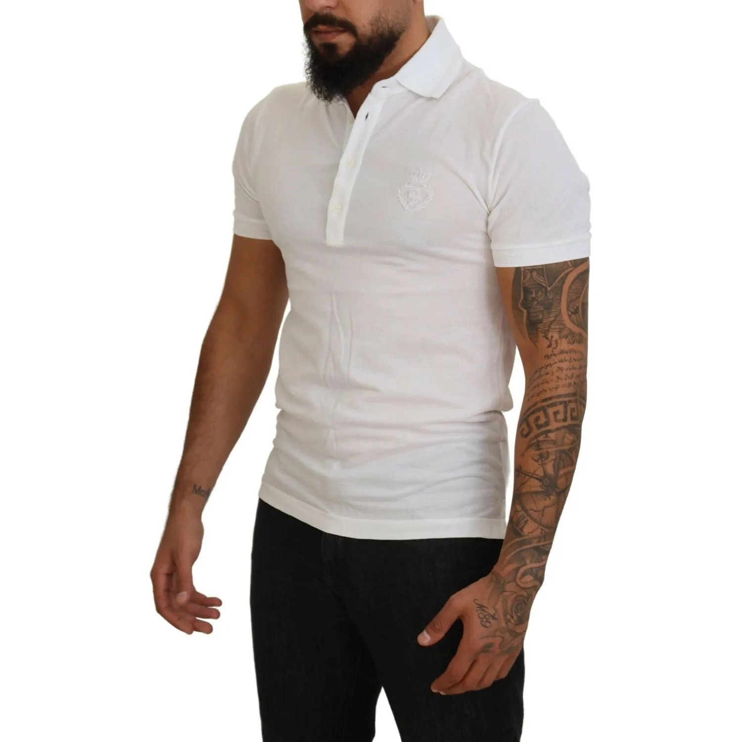 Dolce & Gabbana Elegant White Cotton Blend Polo