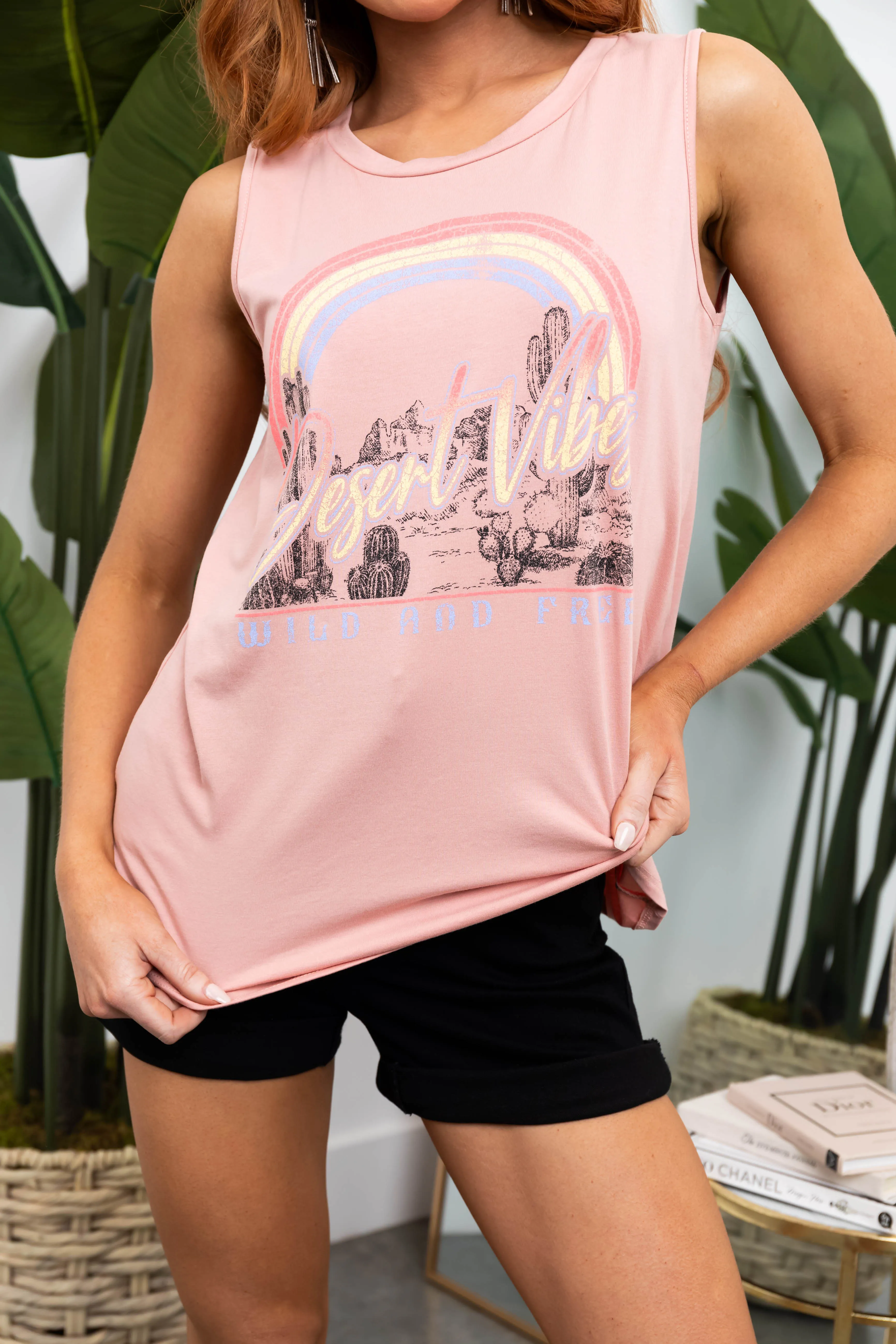 Dusty Blush 'Desert Vibes' Graphic Knit Tank Top