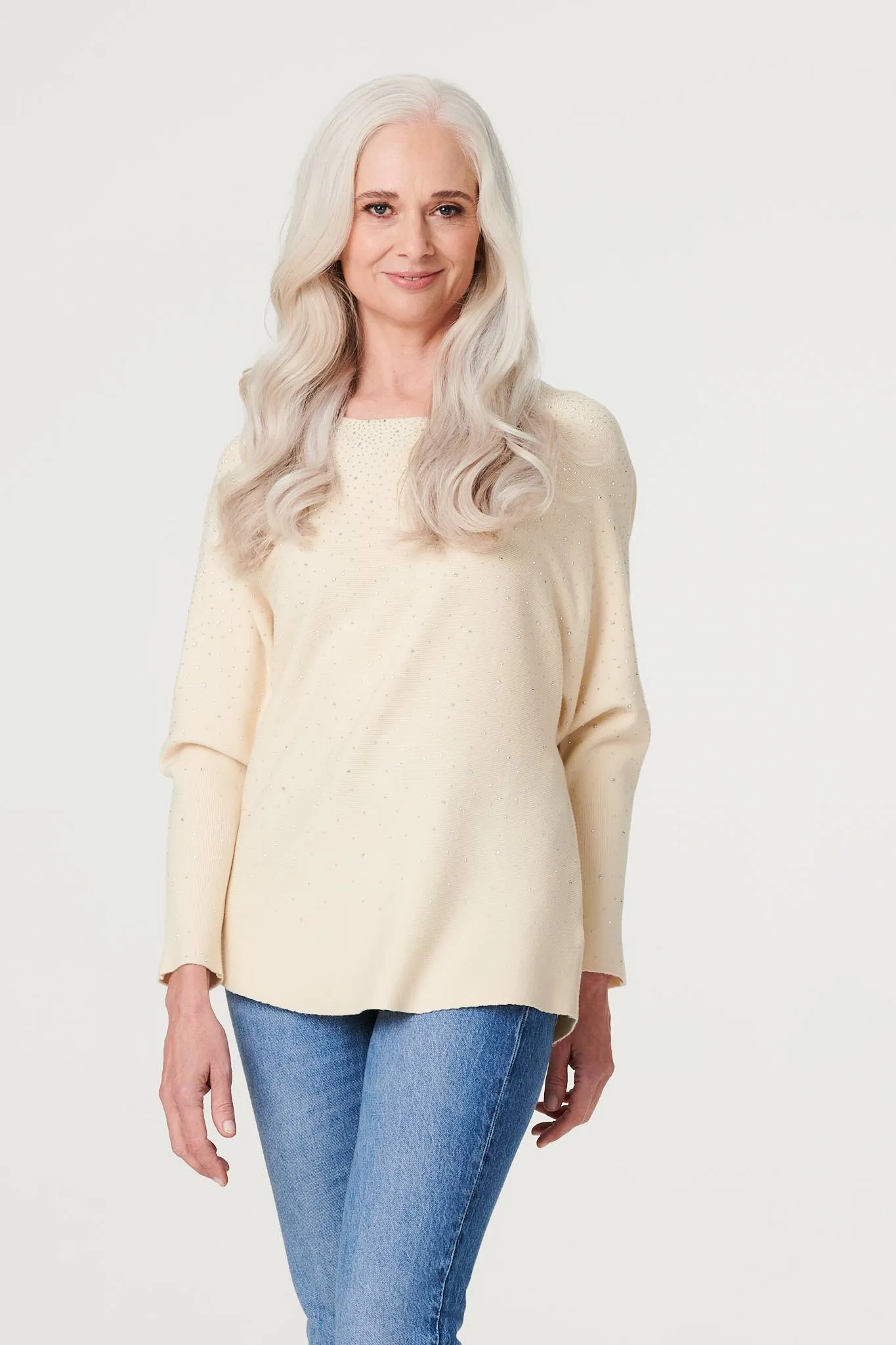 Embellished Long Sleeve Knit Top