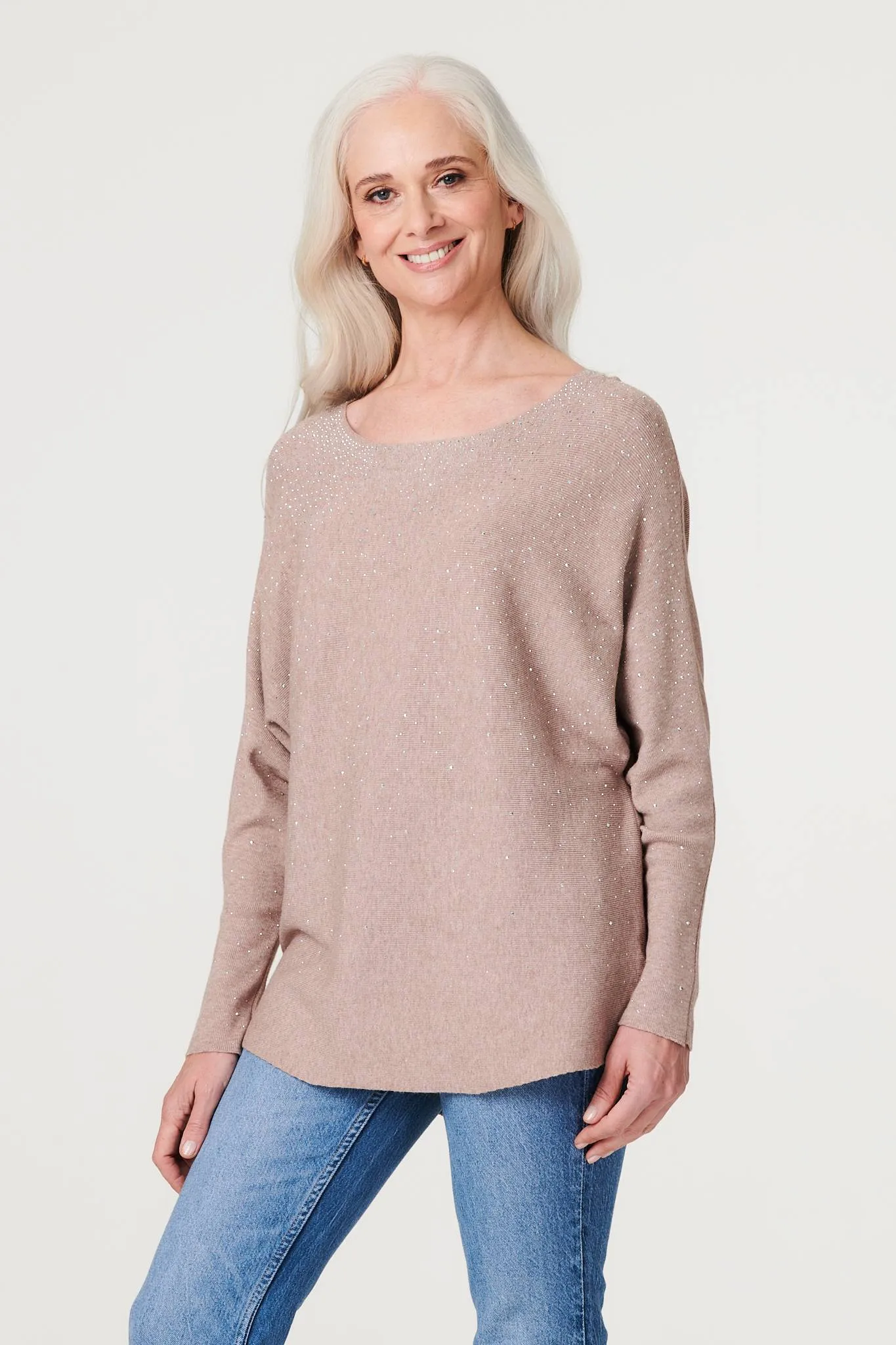 Embellished Long Sleeve Knit Top