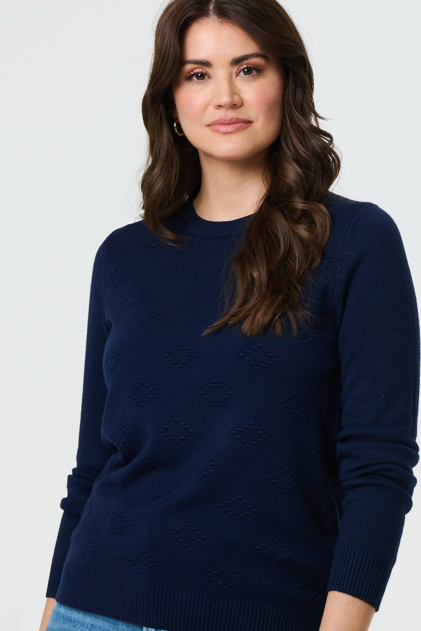 Embroidered Texture Long Sleeve Jumper