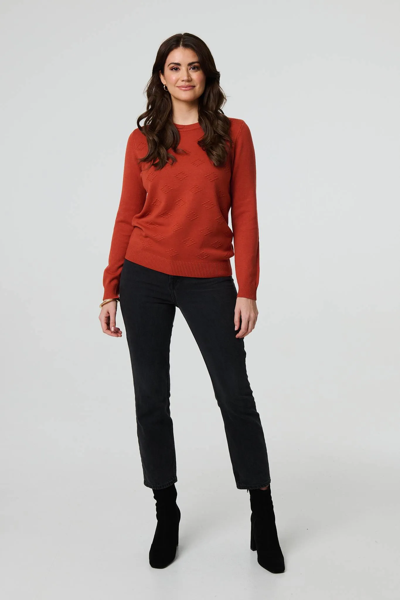 Embroidered Texture Long Sleeve Jumper