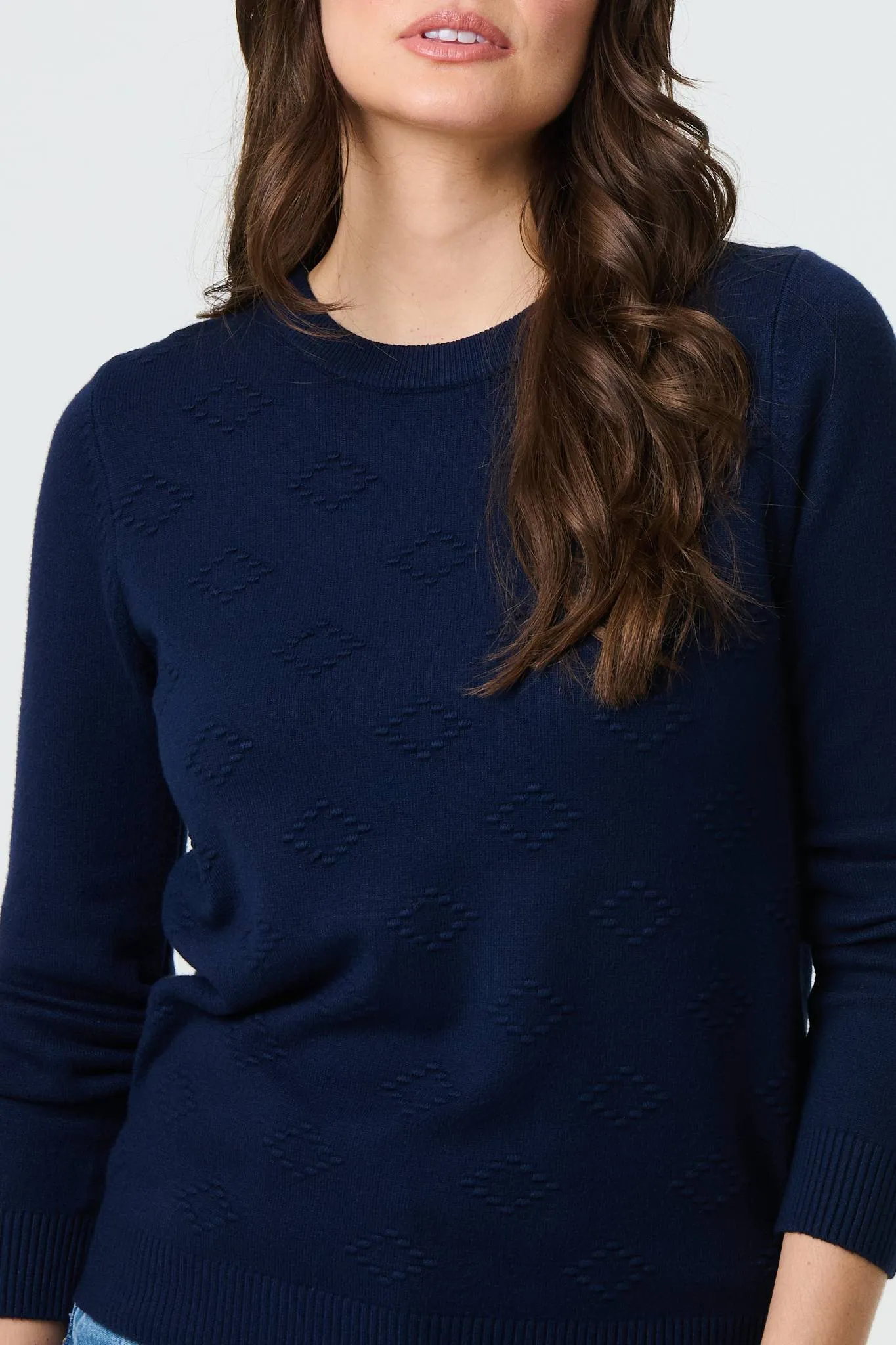 Embroidered Texture Long Sleeve Jumper