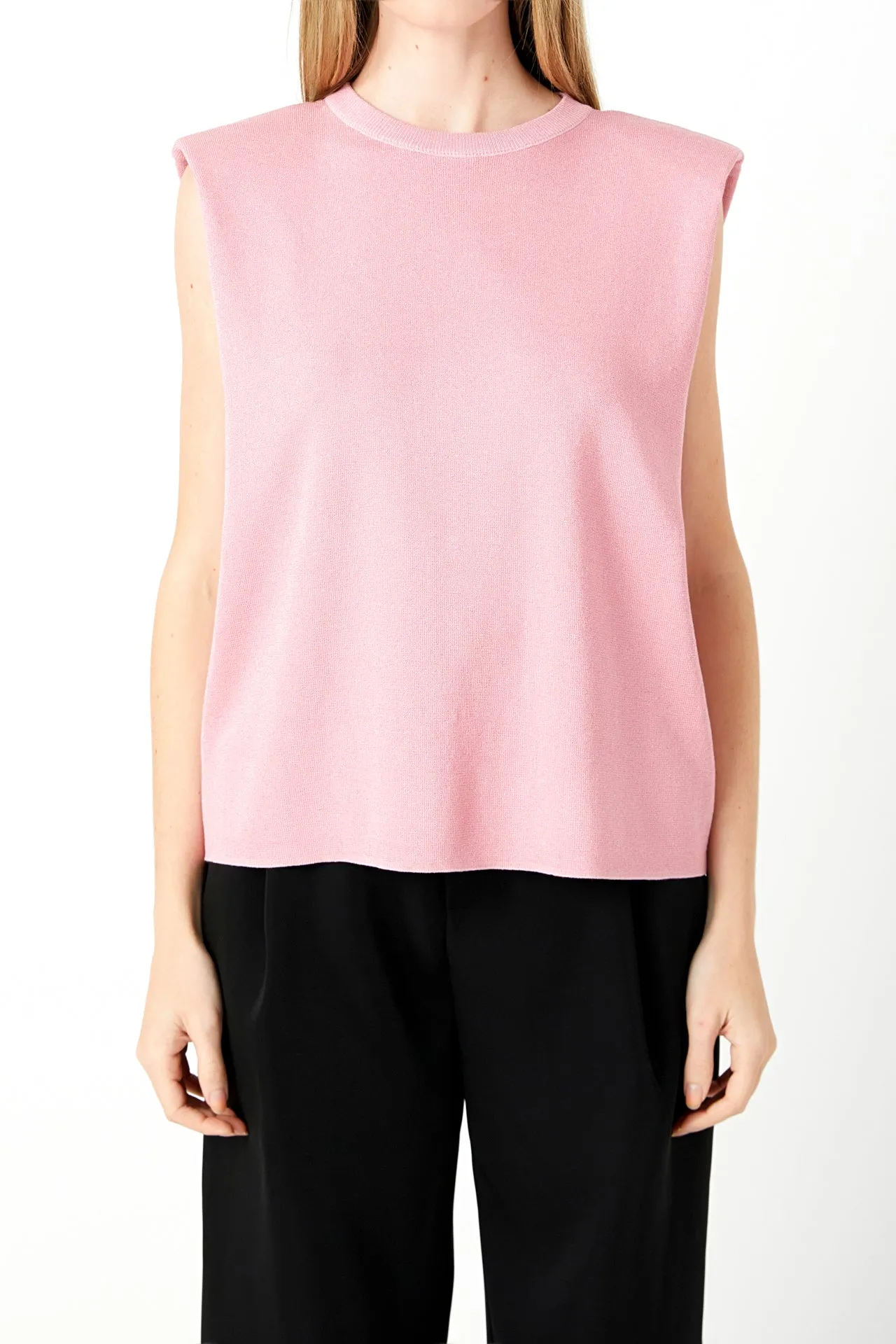 Endless Rose - Glitter Power Shoulder Knit Top