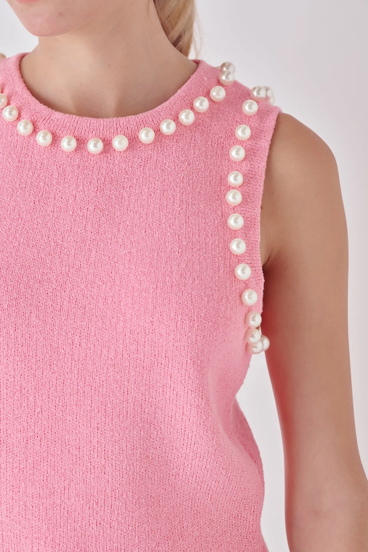 Endless Rose - Pearl Detail Knit Tank Top