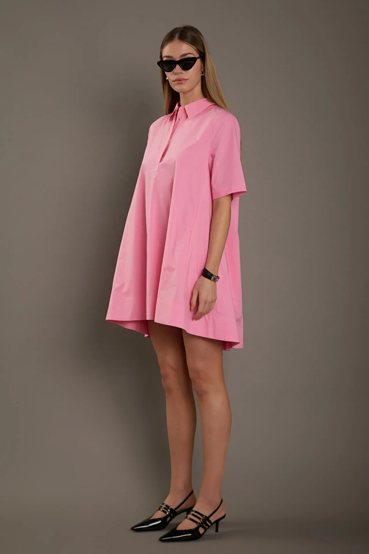 English Factory - A-line Short Sleeve Shirt Dress