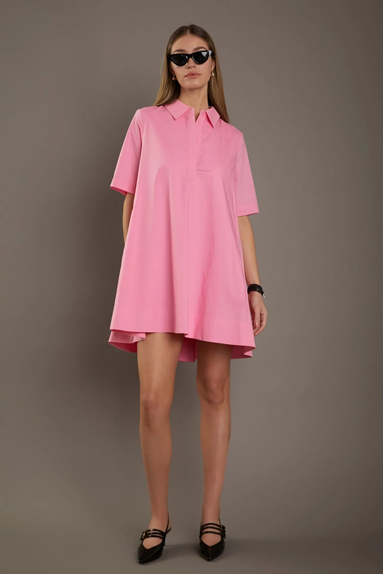 English Factory - A-line Short Sleeve Shirt Dress