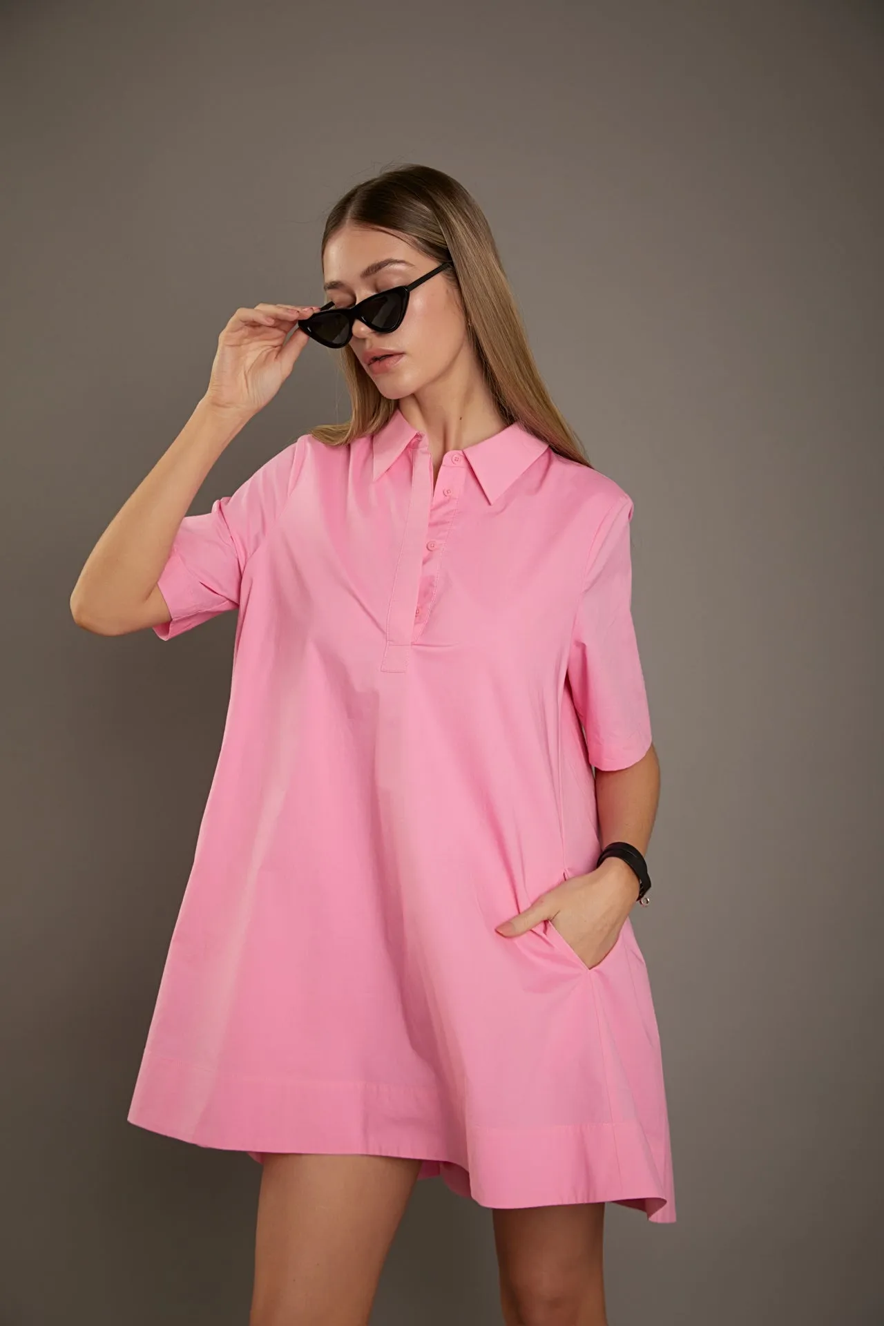 English Factory - A-line Short Sleeve Shirt Dress