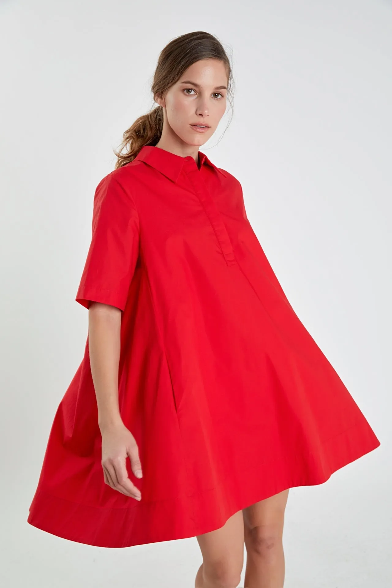 English Factory - A-line Short Sleeve Shirt Dress