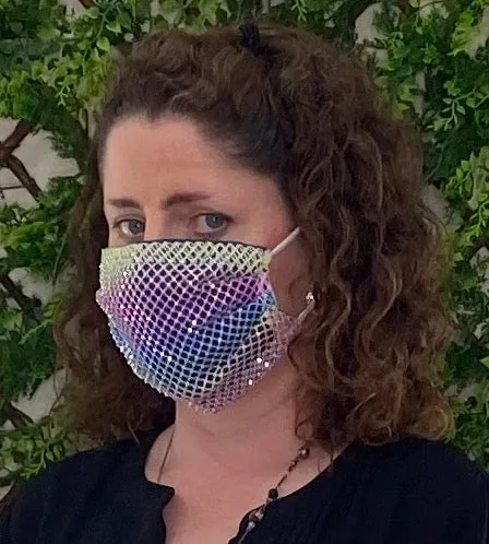 Face Mask multicoloured Mesh Style With AB Crystals (2 Colours)