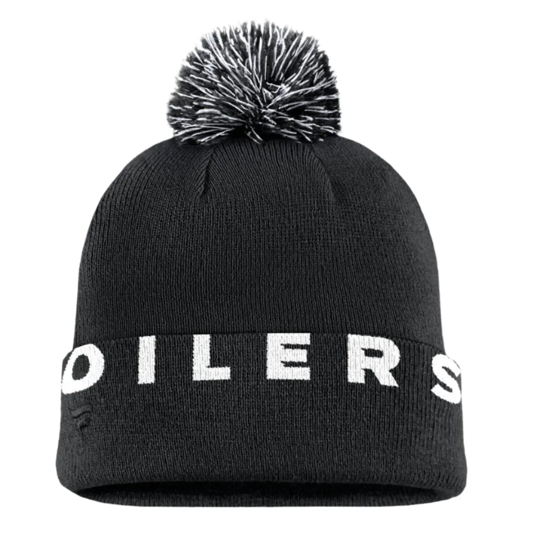 Fanatics Men's NHL Edmonton Oilers 2024 High Stick Black Cuffed Pom Knit Toque