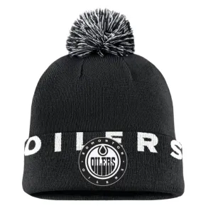 Fanatics Men's NHL Edmonton Oilers 2024 High Stick Black Cuffed Pom Knit Toque