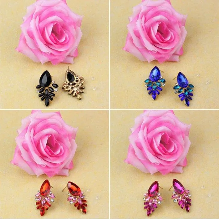 Fashion Women Lady Rhinestone Crystal Drop Alloy Ear Studs Earrings Fashion Women Girl Jewelry Ornaments Headgear