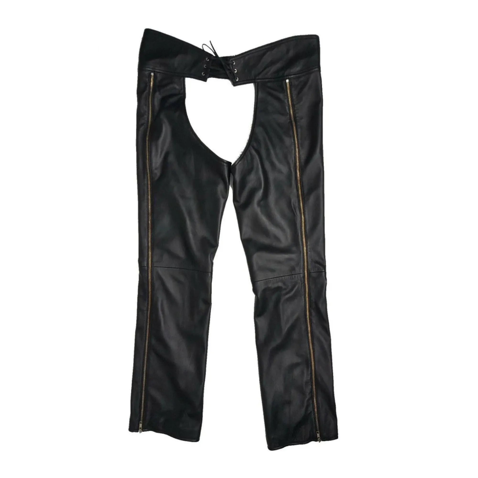 Fetish Wear Leather Chaps for Men with Outside Zip