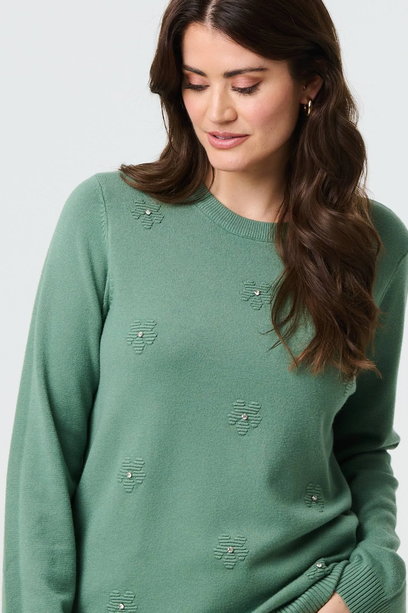 Floral Gemstone Embellished Jumper