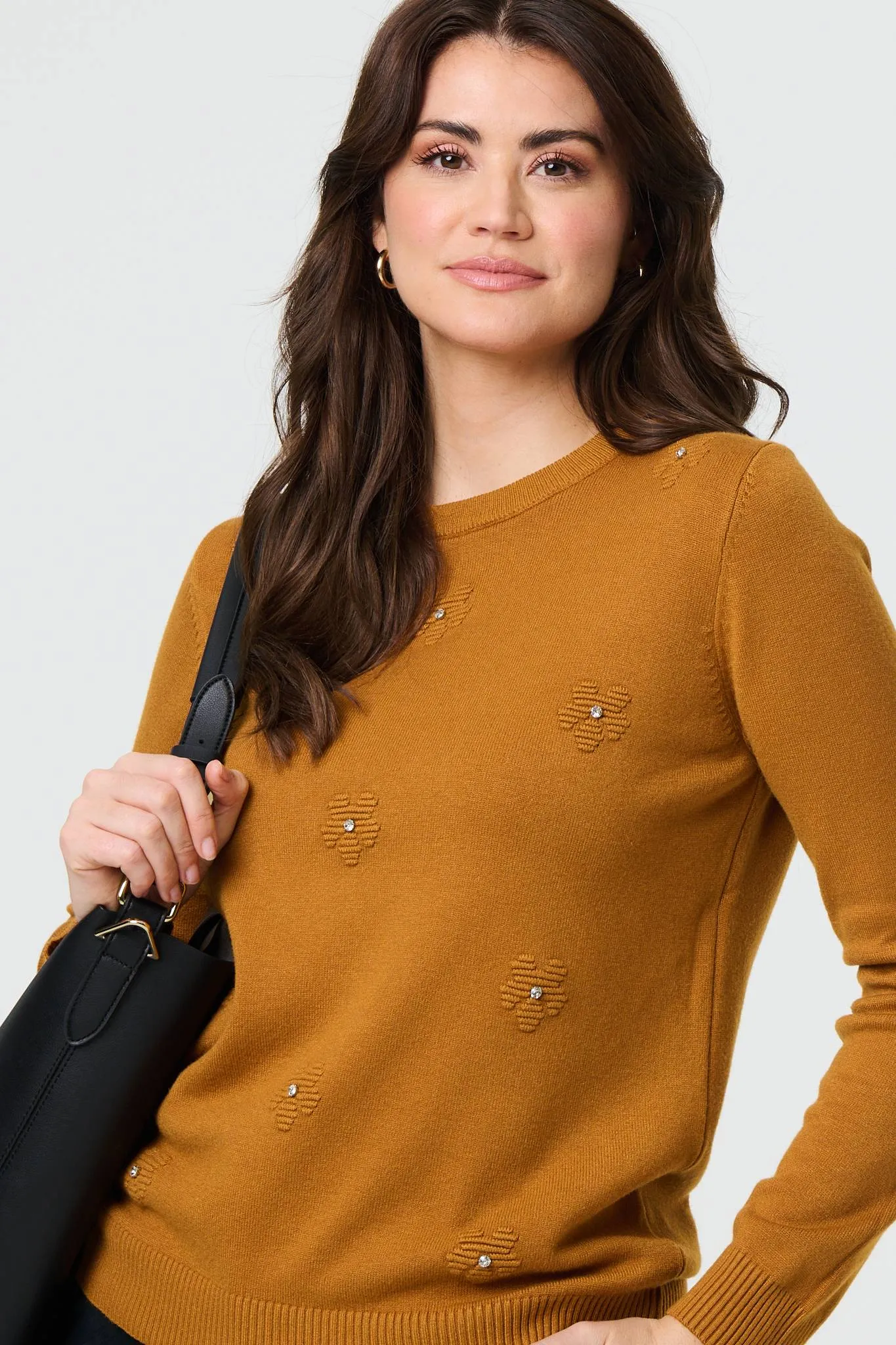 Floral Gemstone Embellished Jumper