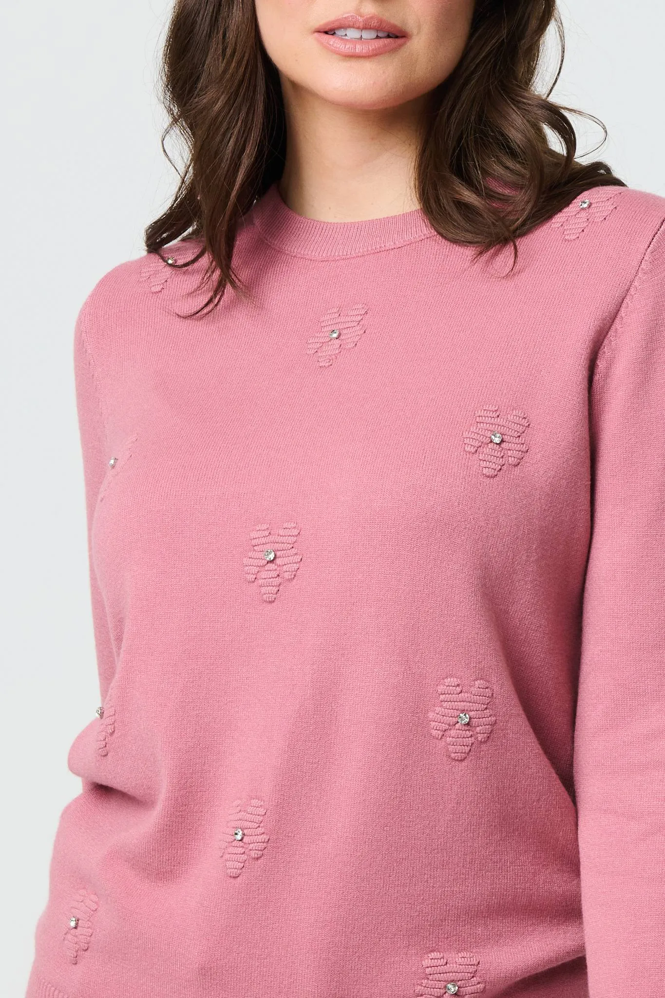 Floral Gemstone Embellished Jumper