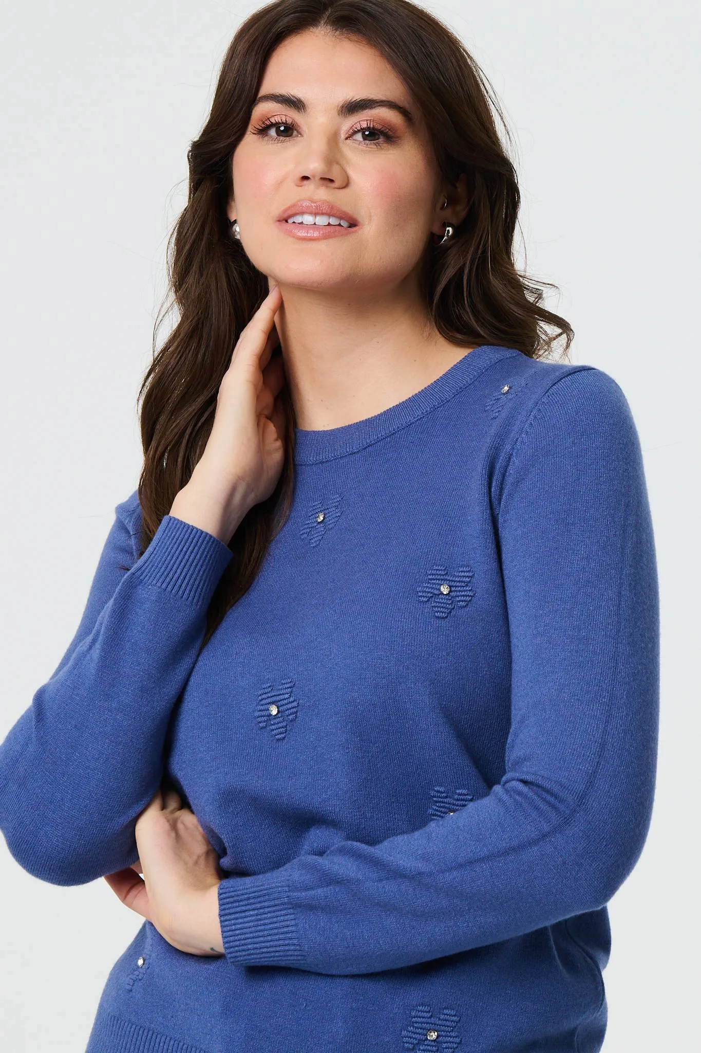 Floral Gemstone Embellished Jumper