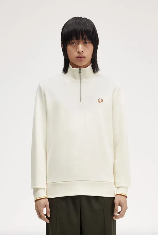 Fred Perry Half Zip Sweat Shirt/Ecru X01 - New AW24