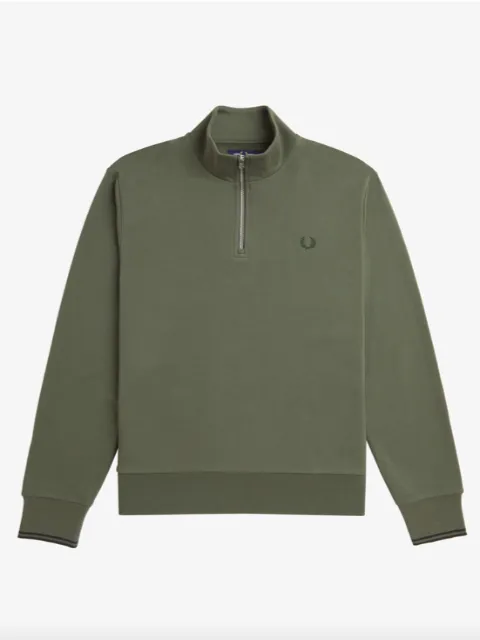 Fred Perry Half Zip Sweat Shirt/Laurel Wreath Green - New AW24