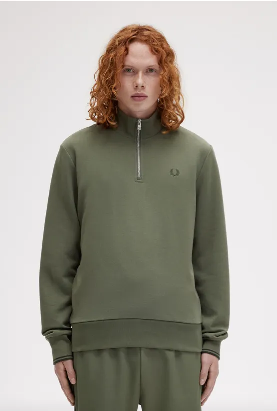 Fred Perry Half Zip Sweat Shirt/Laurel Wreath Green - New AW24