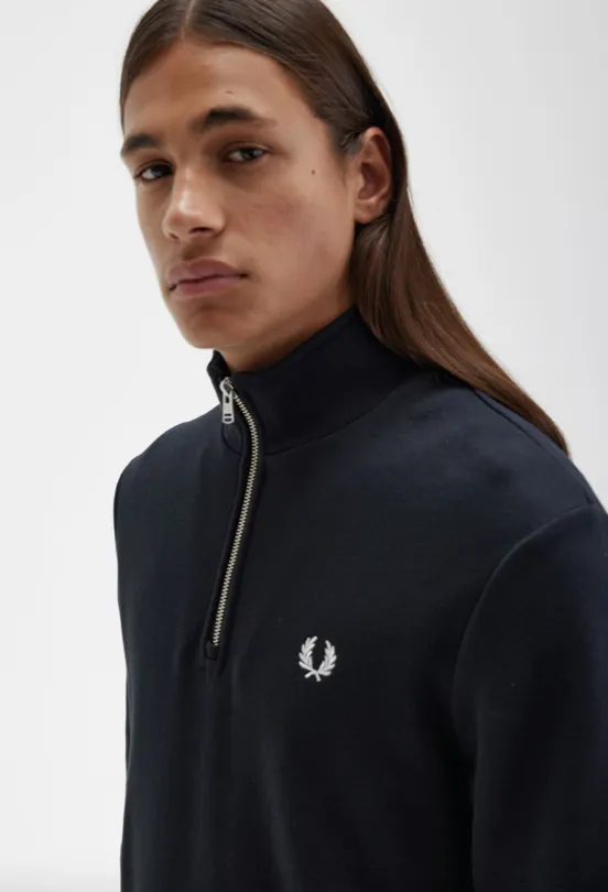 Fred Perry Half Zip Sweatshirt/Black - New AW23