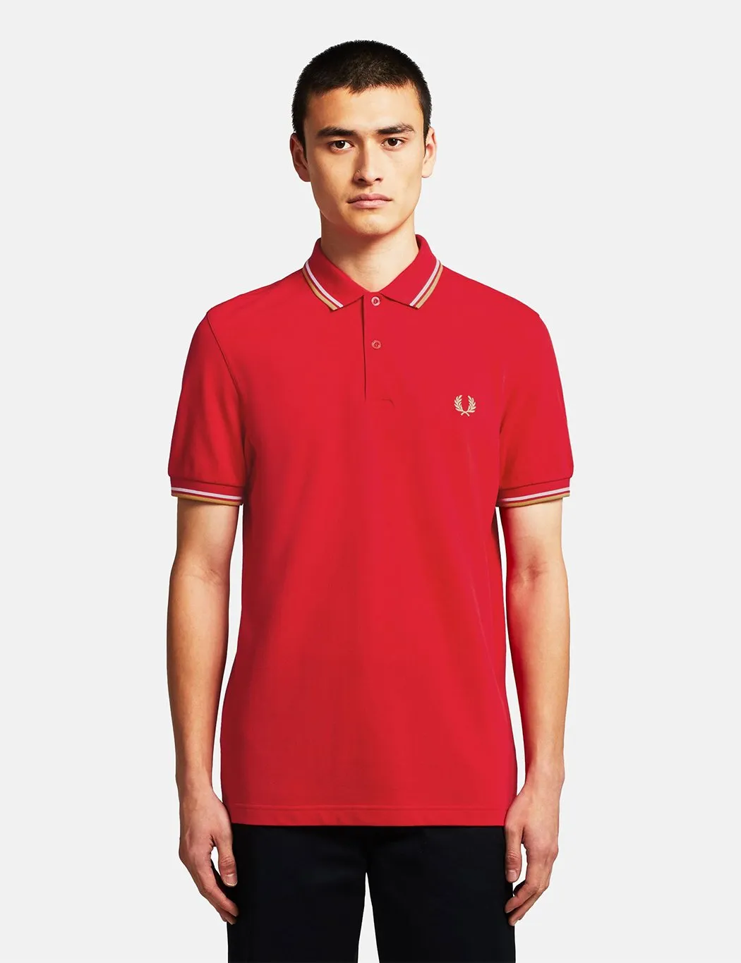 Fred Perry Twin Tipped Polo Shirt - Jester Red/White/Champagne