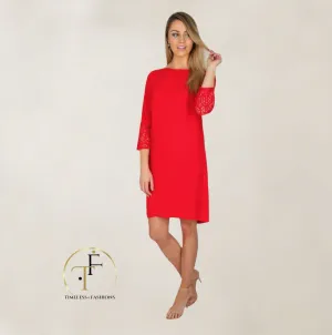 French Connection Red Crepe Half Sleeve Dress UK 12 US 8 EU 40