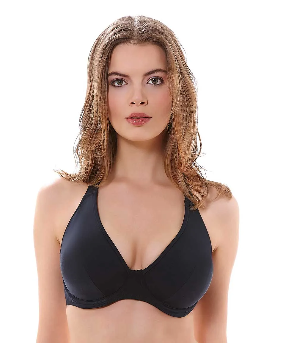 Freya Remix Black Underwire Padded Halter Bikini Top, Black