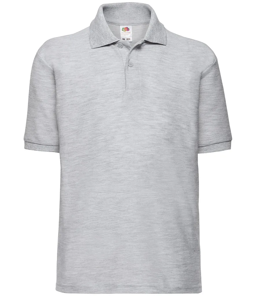 Fruit of the Loom Poly/Cotton Pique Polo Shirt (Childrens) - Black, White, Grey