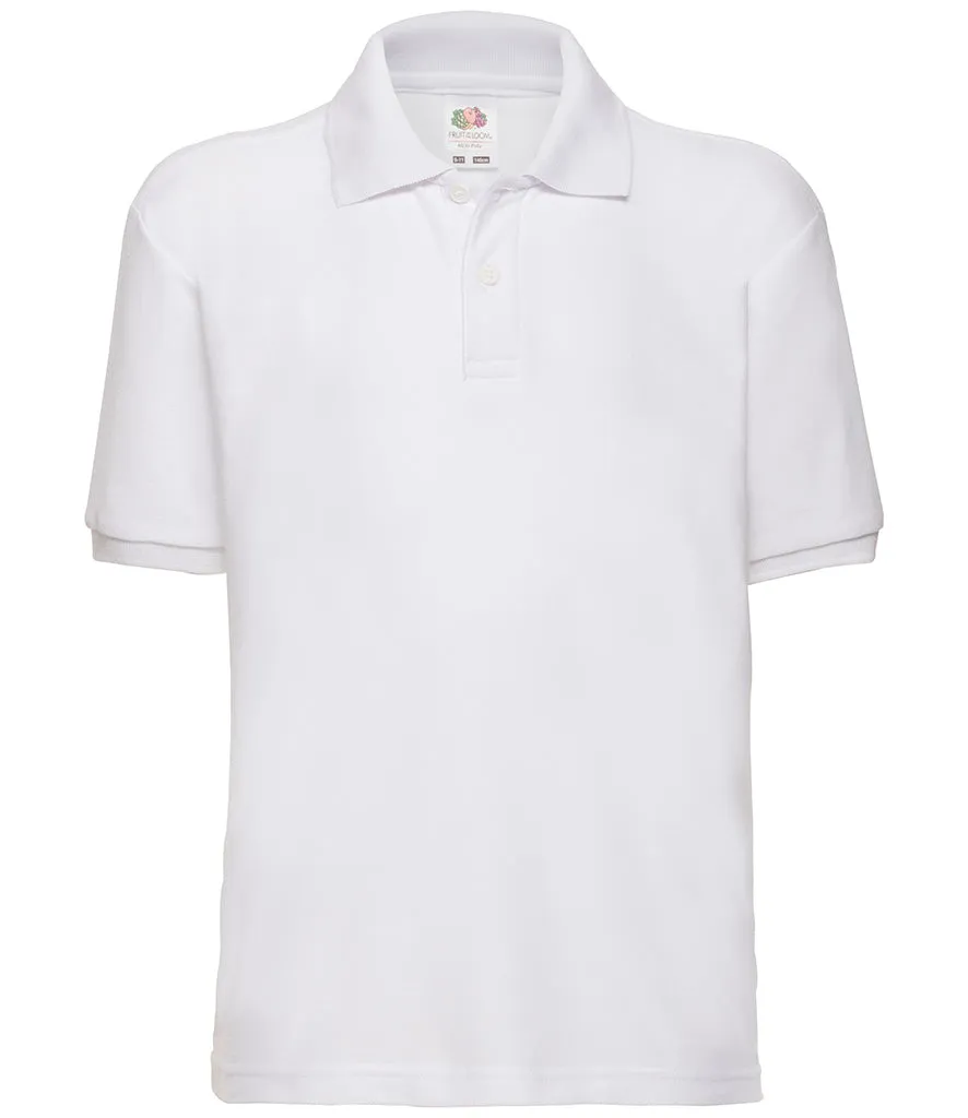 Fruit of the Loom Poly/Cotton Pique Polo Shirt (Childrens) - Black, White, Grey