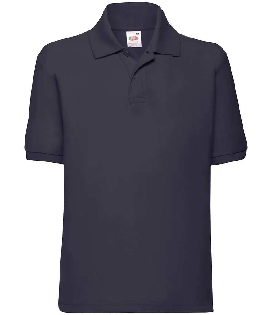 Fruit of the Loom Poly/Cotton Pique Polo Shirt (Childrens) - Black, White, Grey