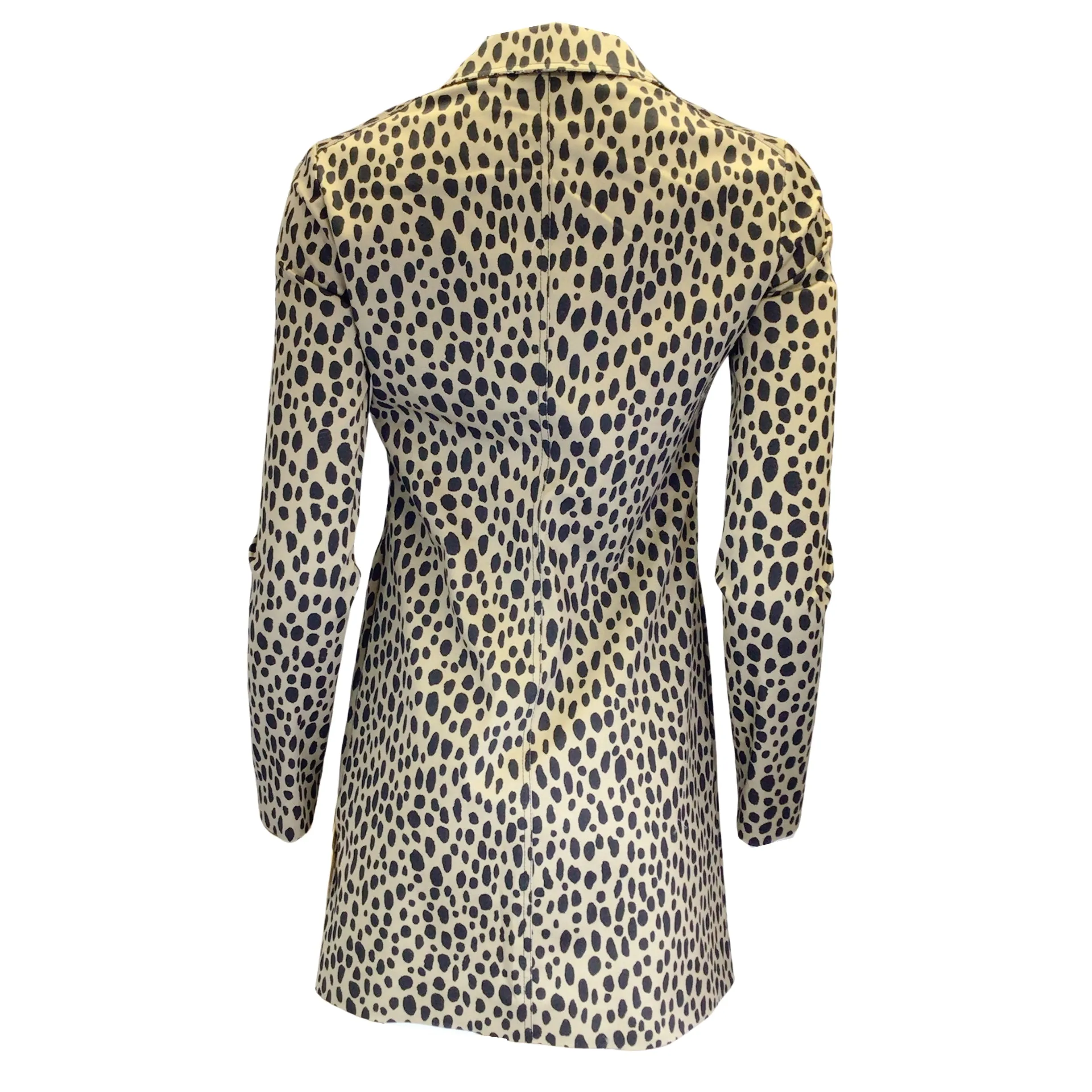 Giambattista Valli Tan / Black Leopard Printed Long Sleeved Button-Down Cotton Shirt Dress