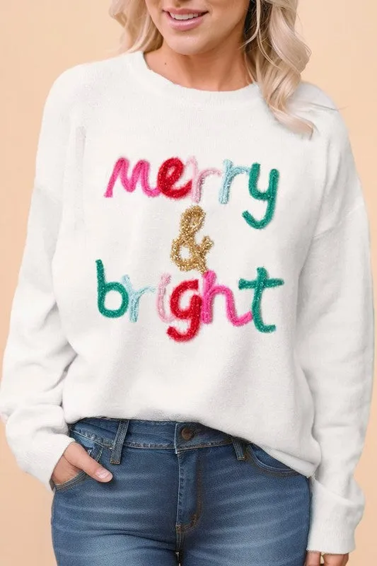 *Glitter Merry & Bright Round Neck Knit Sweater