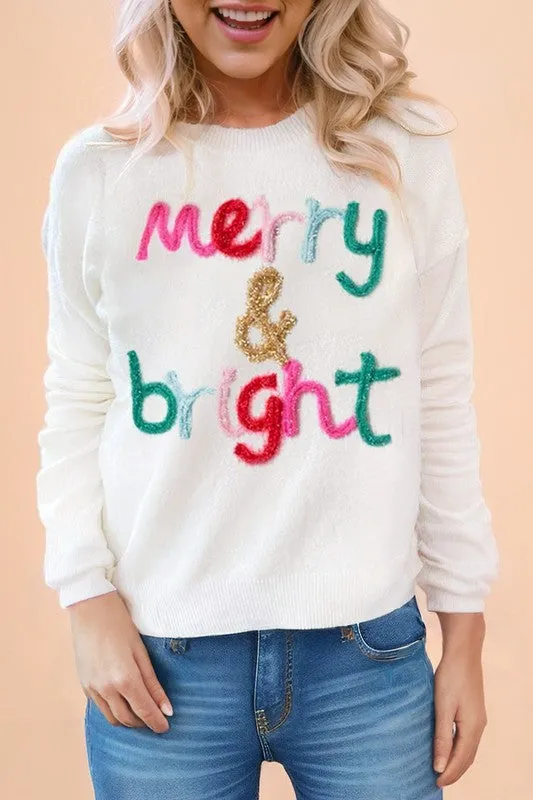 *Glitter Merry & Bright Round Neck Knit Sweater