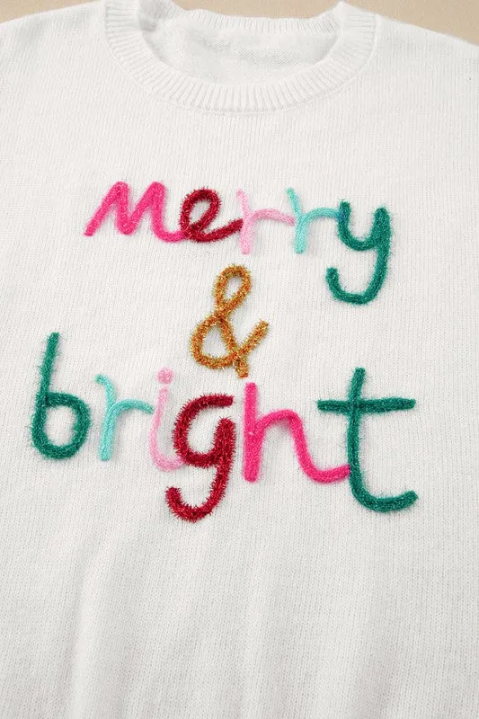 *Glitter Merry & Bright Round Neck Knit Sweater