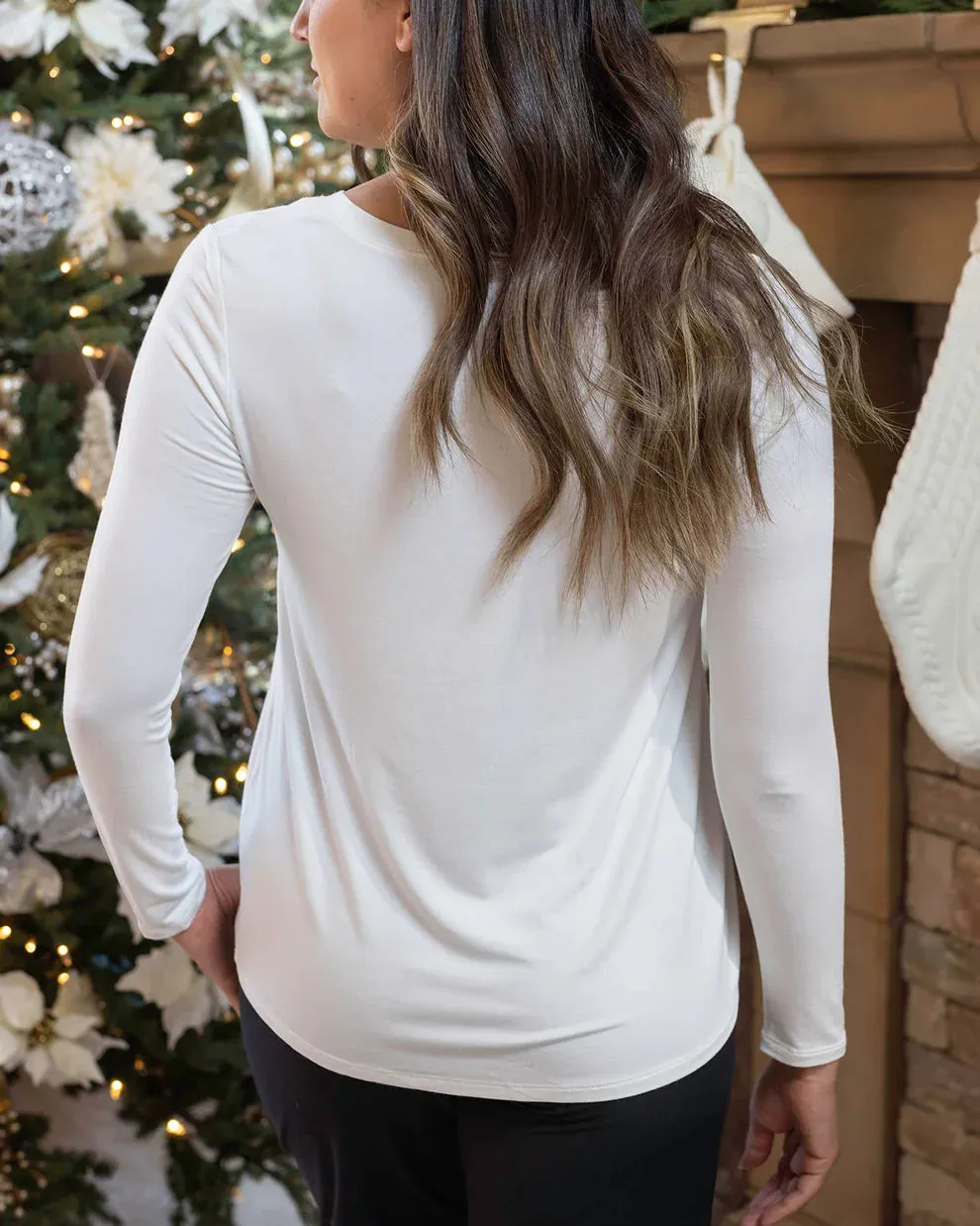 Grace & Lace Long Sleeve Perfect Graphic Tee - Watercolor Christmas Tree