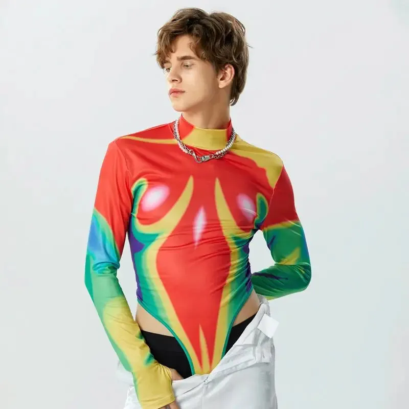 Gradient Colorful Printed Bodysuit